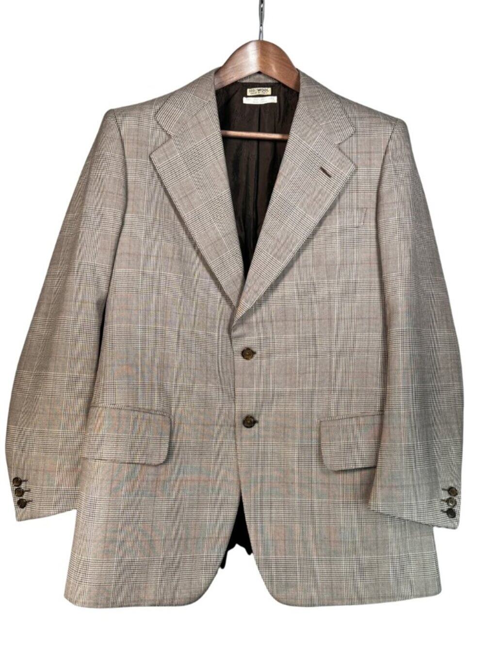 Brioni Giorgio Beverly Hills 42 Wool Glen Plaid Sport Coat Italy
